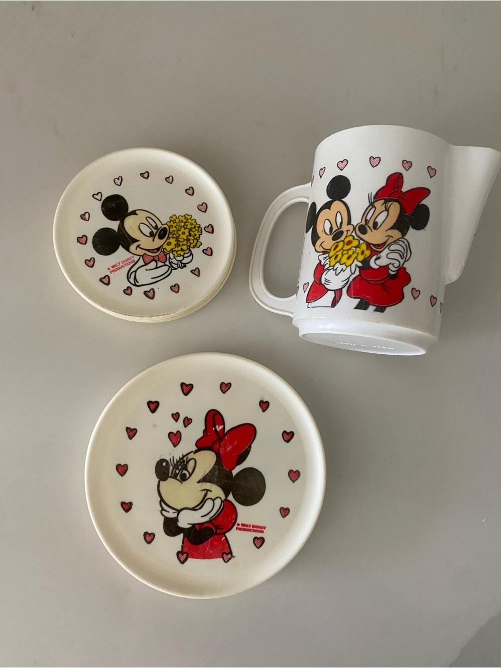 vintage Disney Mickey and Minnie Mouse play plastic dishes made in Italy by HG